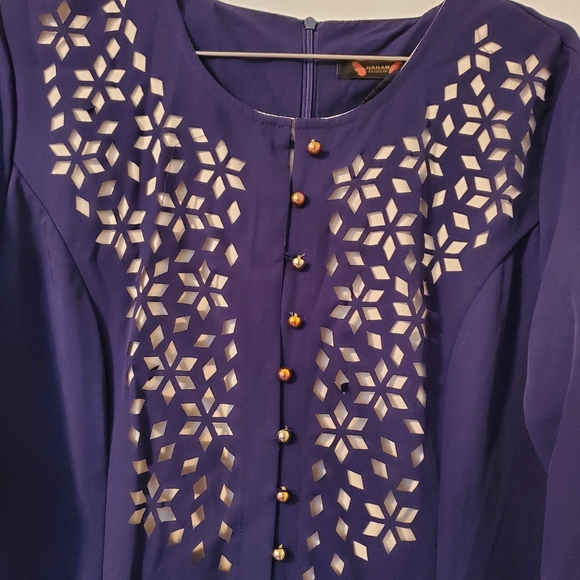 Selling Beautiful Modest Navy Blue & Creme Abaya/Kaftan/Dress - Picture 2 of 10